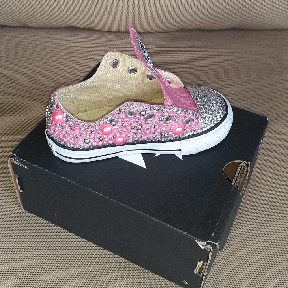 NEW Pink CUSTOM Bling CONVERSE - Toddler shoes (other colors & sizes by Request) - Picture 7 of 12